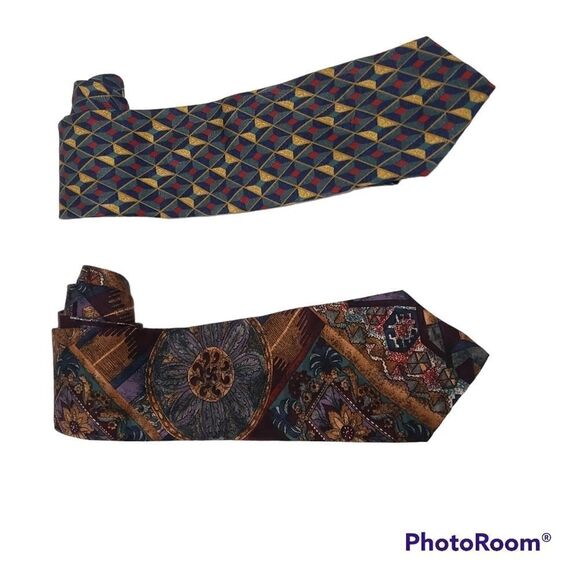 Structure Men's Ties Multicolor 100% Silk Bundle Of 2 - Picture 2 of 11